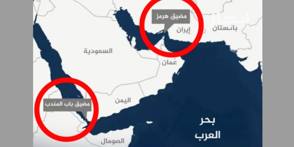 خارطة توضح أهمية مضيق هرمز وباب المندب
